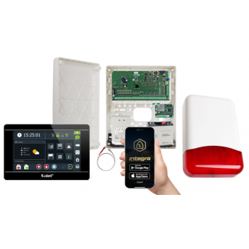 ZESTAW ALARMOWY SATEL INTEGRA 64 + INT-TSI-B + OPU-3P + AWT682 + 17Ah + INT-GSM LTE + SYRENA TI700